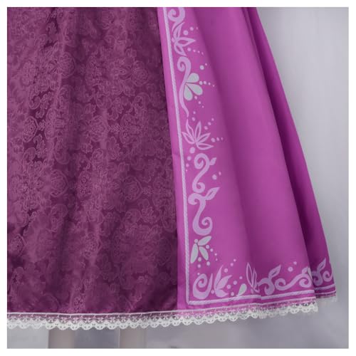 Danvato Women’s Rapunzel Costume Princess Dress Purple Lepe Tops Skirt Braided Wig with Necklace Halloween Cosplay Dress up L by Danvato - Used condition - Image 6