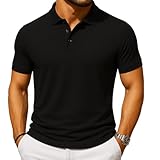Apex Mens Polo Shirt - Short Sleeve Polyester Cotton Blend, Breathable and Wrinkle Free, Casual & Office Wear Polo Shirts For Men (UAE/KSA, Alpha, L, Regular, Regular, Black)