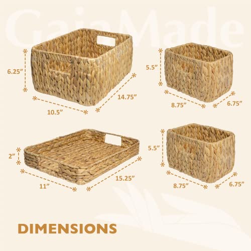 Gaiamade Water Hyacinth Storage Baskets With Lid, Wicker Baskets For Organizing And Storage, Set Of 3 (1Pc Large, 2Pcs Medium, 1 Lid) #TOP1