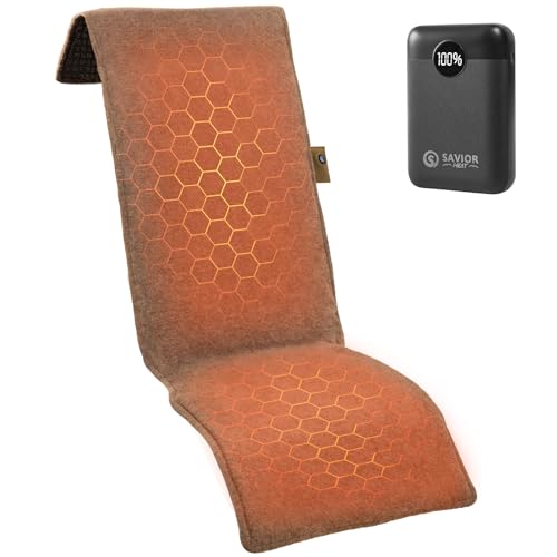 SAVIOR HEAT Heated Seat Pad & Cushion with Carbon Nanofiber Heating, NTC Temperature Sensing, 3S Fast Heat, 10-Hour Battery Life, Soft & Anti-Slip, Ideal for Office, Home, Stadium & Outdoor 