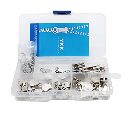 YKK Zipper Repair Kit Metal Assorted Aluminum Slider Easy Container Storage Sets of #3, #4.5, #5, and #10 Include #3, #4.5, #5, and #10 Top & Bottom Stops