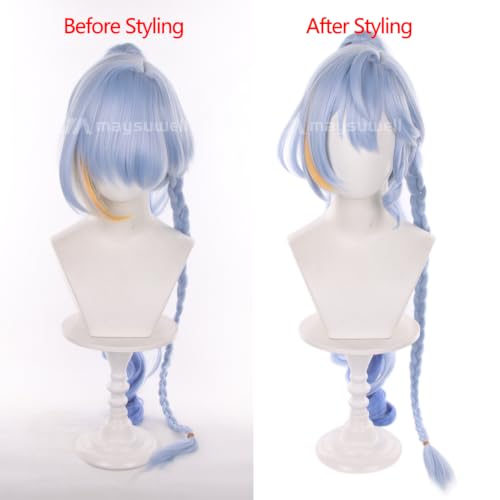 Image of Anime Game Cosplay Wig Light Blue Gradient Long Hair with Bradis