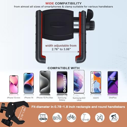 Efocakiox Golf Cart Phone Holder Mount