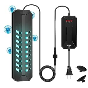 Aquarium Clean Light，15 W UV Sanitizer Submersible Light with Timer,Double Tube Aquarium Water Clean Green Clear Waterproof Clean Lamp for Pond,Swimming Pool,Indoor