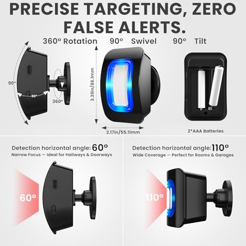 Wireless Motion Sensor LED Light - Motion Detector Alarm Chimes Door Sensor by COTINSE - Used condition - Image 7