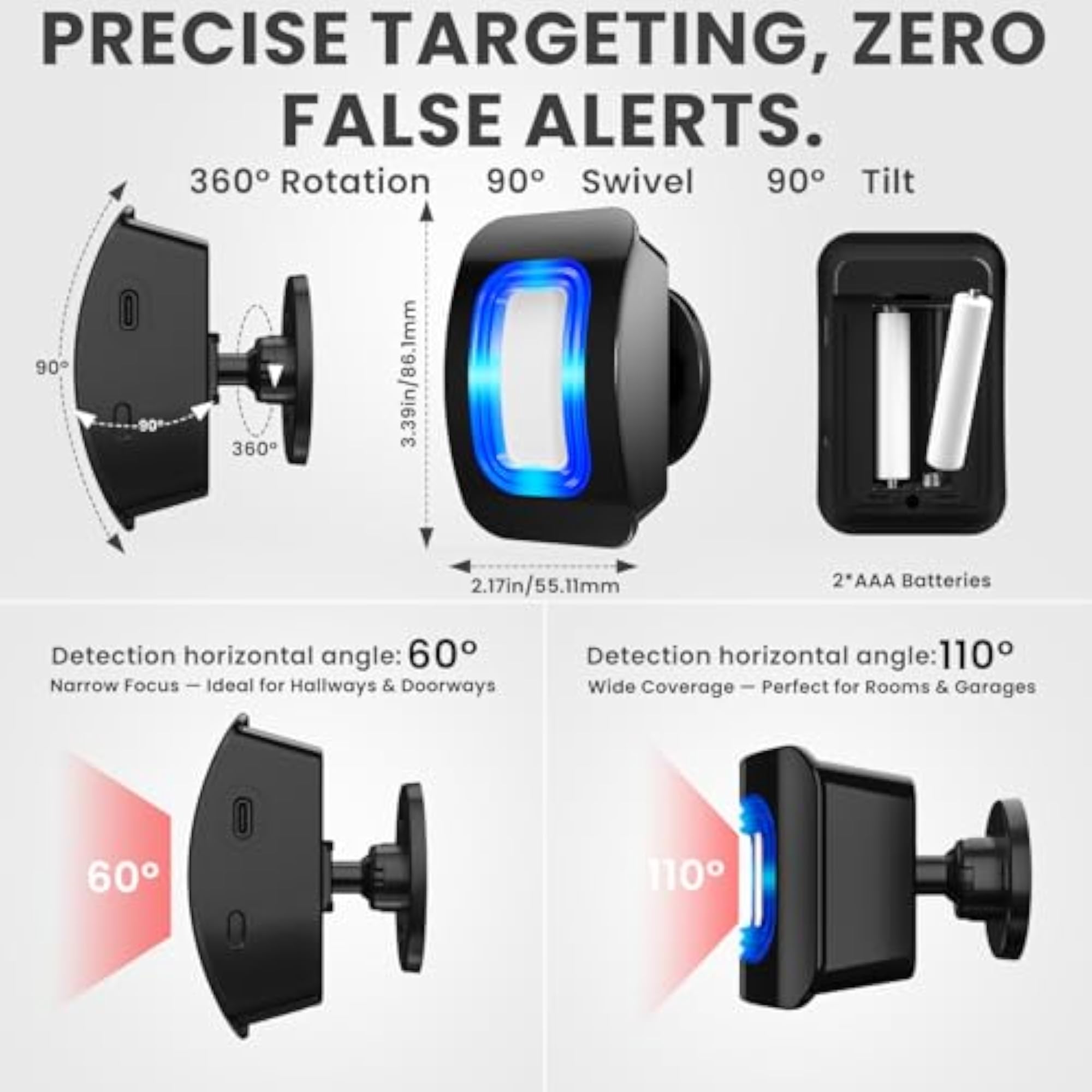 Wireless Motion Sensor LED Light with Alarm Chimes