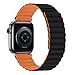 Tasikar Band Kompatibel mit Apple Watch Armband 45mm 44mm 42mm 41mm 40mm 38mm, Silikon Ersatzarmband mit Starkem Magnetverschluss für iWatch Series 7 6 5 4 3 2 1 SE (42/44/45mm, Orange-Schwarz)