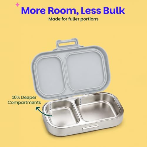 Image of Basil Bento Ace 2C Steel Lunch Box - Classic Grey