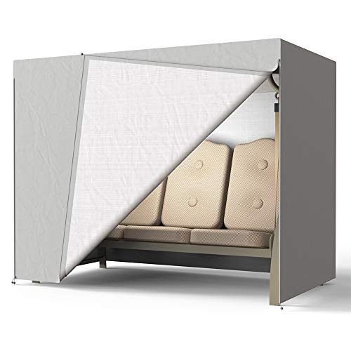 Jetcloud luckystoreme Funda para Columpio de jardín de 3 plazas Funda para Balancín de Jardín Impermeable, Resistente al Polvo, Transpirable con Una Bolsa para Organizar220*125 * 170cm-190T (Gris)