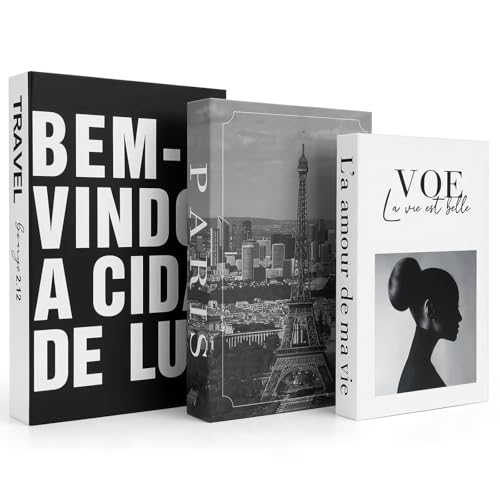 3 Stück Deko Bücher für Heimdekor Dekorative Bücher mit Magnetverschluss Buchbox Aufbewahrung für Café Hotel Couchtisch Dekobücher für Büro (Stil3)