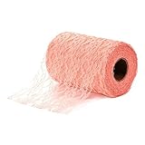 Adeeing 6 Inch x 25 Yards Vintage Lace Roll Floral Lace Ribbon for Tutu Skirt Fabric Table Runner Chair Sash DIY Wedding Party Bridal Shower Decorations Gift Bow Craft Orange Pink