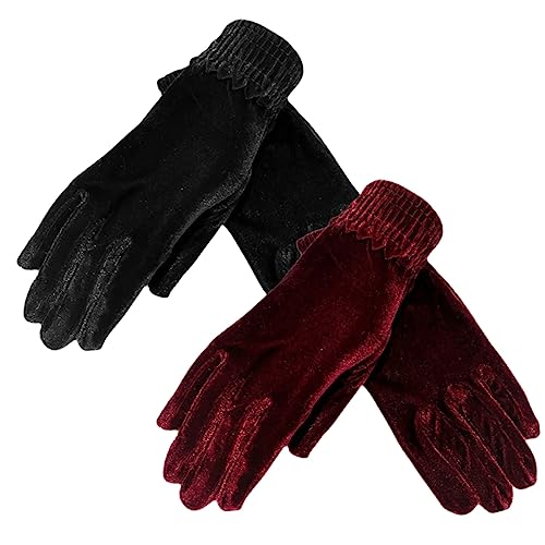 Holibanna 2Pairs Winter Gloves Warm Full Finger Gloves for Outdoor Cycling Running Walking Stylish Material for Cold Weather Activities