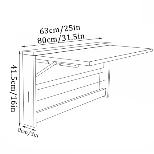 Table murale pliante 41,5x63 cm bureau flottant compact pour petit espace - 4
