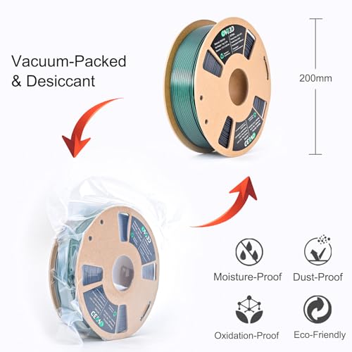 Image of OVV3D Silk PLA Filament 1.75mm, Dual Color PLA Filament 3D Printer Filament, Black Green 3D Printing Filament + /-0.02mm, 1kg /2.2lb
