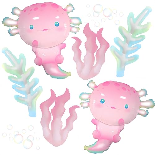 6Pcs Axolotl Balloons/Cute Axolotl Birthday Party Decorations/Alu...