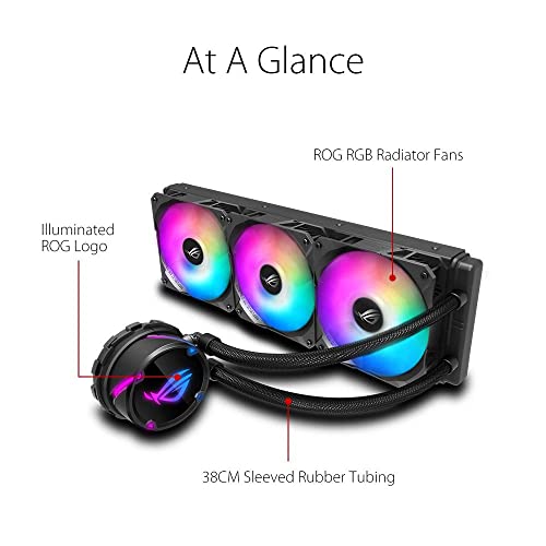 ASUS ROG Strix LC 240 RGB White Edition All-in-one Liquid CPU Cooler with Aura Sync RGB, and Dual ROG 120mm addressable RGB Radiator Fans 1