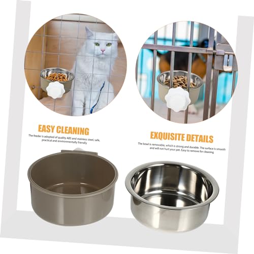 BESPORTBLE Edelstahl Hundenapf zum Aufhängen Futternapf Klein rutschfest mit Gewindedesign Glatte Oberfläche Futterautomat für Hunde und Katzen im Käfig