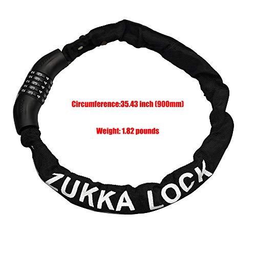 Zukka Bike Chain Lock 5 Digit Resettable Combination Password Bicycle Lock Anti-Theft Cycling Cable Locks For Bicycle, Motorcycle And More #TOP3