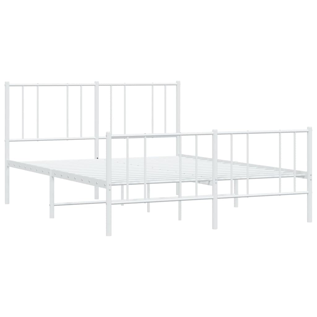 Telaio letto con testiera e pediera in metallo bianco 140 x 200 cm Telaio per camera da letto Struttura del letto dell'hotel Cornice da letto per soggiorno Adatto per camera da letto