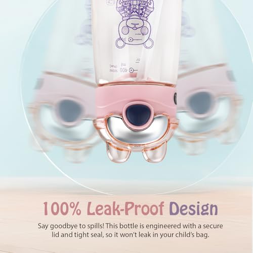 Image of BAYBEE AquaTots Sipper Water Bottle for Kids | Leak Proof Baby Sipper Bottle with Straw | BPA Free with Carry Handle | Insulated Drinking Sippy Water Bottle for School Kids (500ml, Pink)