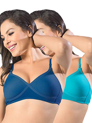 Image of SONARI Womens Non Padded Regular Cotton Bra | Wire-Free, Medium Coverage, Sewn-in Bump for Natural Lift, Polycotton Blend Fabric, Hook & Eye Closure, Adjustable Straps - Violet