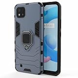 WEIOU Coque pour Realme C11 (2021), Étui Antichoc TPU/PC Housse ave Anneau Rotation de 360 ° Degres, Souple Silicone Bumper Protection Case Cover, Noir