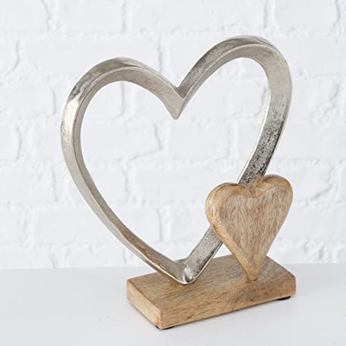 Boltze 2002881 Décoration en Forme de cœur Carolyn en Bois pour décoration/idée Cadeau d'anniversaire + Mariage Motif cœur 18 x 7,5 x 22 cm, Argenté – vue 4