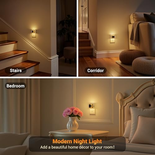 Image of JandCase Motion Sensor Night Light, Night Lights Plug into Wall, Dusk to Dawn Sensor Nightlight with Motion Activated, 30 /60 /100lm Brightness Dimmable, 3000K Warm White, for Kids Bedroom Hallway