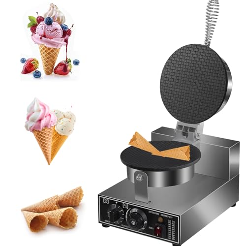 Electric Ice Cream Cone Maker 1300W Commercial Waffle Cone Machine Egg Cone Baker Non Stick Coating Restaurant Snack Dessert 110V