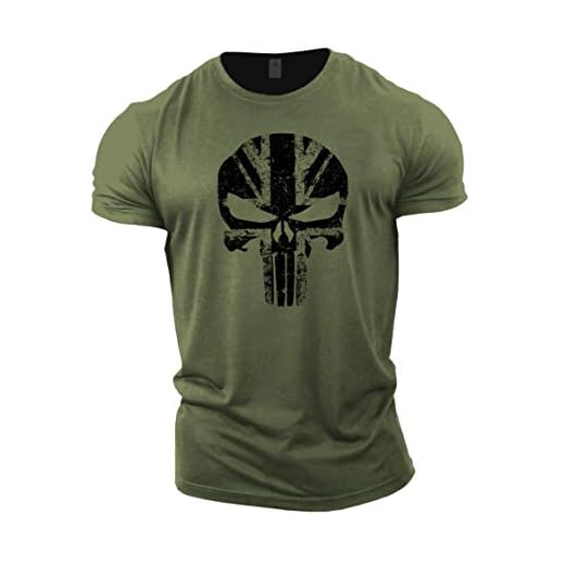 GYMTIER Skull UK Flag - Camiseta de gimnasio para hombre, entrenamiento de culturismo, entrenamiento, levantamiento de pesas, color verde, XL