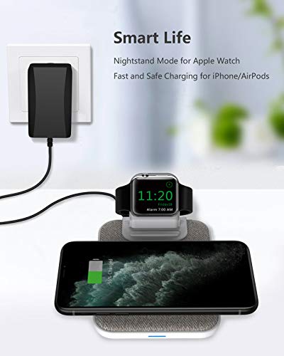 Mangotek 3 in 1 Wireless Charger iPhone Apple Charging Station, MFi Certified Wireless Charging Pad Qi Fast Chargers Stand Dock for iPhone 11/12/11 Pro/SE 2020/XS Max/XR/X/8/8Plus/iWatch/Airpods - Thumbnail 2