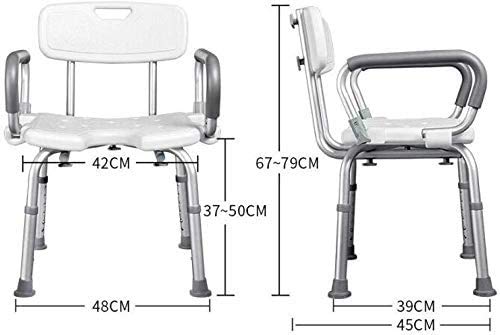 Taburete de Baño Ajustable con Respaldo Silla de Baño para Ducha Resistente hasta 158 Kg 3