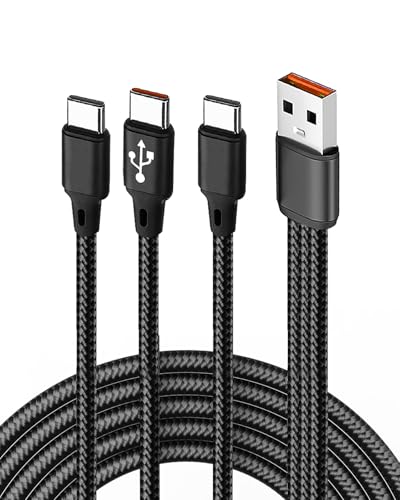 Câble Multiple 3 en 1 USB A vers Type C, Cordon Multi USB Chargeur, Nylon Tressé 1.2M, Charge Rapide 5A, Compatible avec iPhone 16/16pro 15/15pro, Samsung Galaxy S24, Huawei, Android, Xiaomi