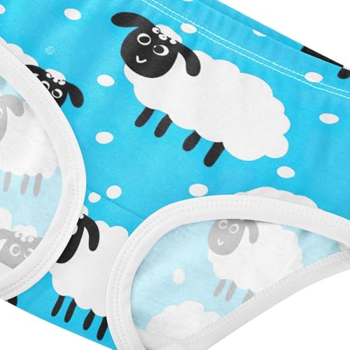 Cute White Sheep Blue Cute Panties Girl Toddler Girls Underwear Cotton Flower Kids Undies Briefs 2t4