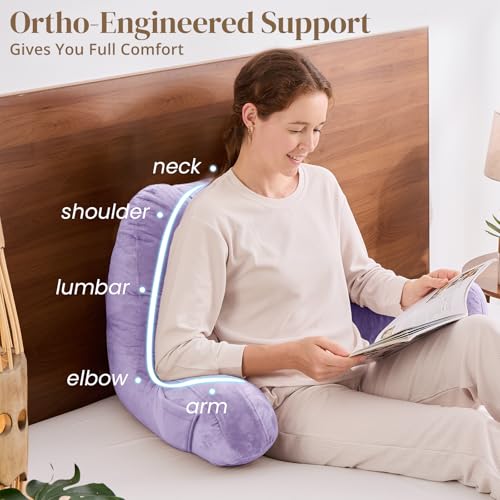 Image of Sasttie Reading Pillow for Bed, Back Pillow for Sitting Up, Lavender