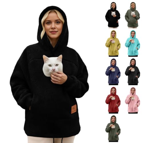Hoodie With Pet Pouch Women Men Oversized Fleece Dog Cat Carrier Hoodies - image 1