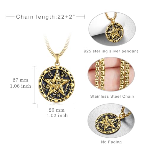 Tetragrammaton Necklace 925 Sterling Silver Tetragrammaton de Plata Tetragrammaton Pendant Amuletos de Protección y Buena Suerte for Men4