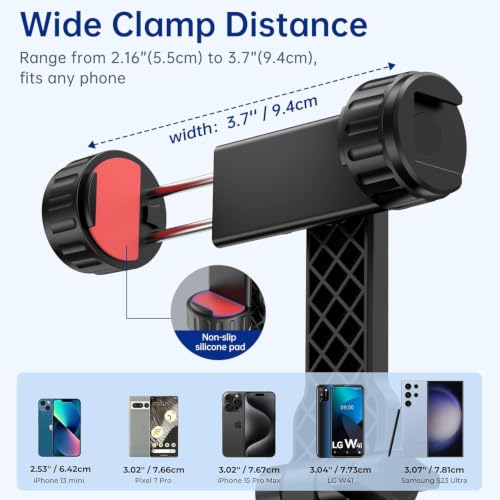 Image of Mobilife Tripod Phone Mount, Universal Smartphone Mount Adapter with 2 Cold Shoe and 1 /4 inch Screw Hole, 360 Rotates and 180 Tilts Adjustable Cell Phone Clamp Holder for Mobile Photography Setup