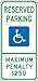 Accuform FRA206RA Engineer-Grade Reflective Aluminum Handicapped Parking Sign (North Carolina), Legend "RESERVED PARKING MAXIMUM PENALTY $250" with Graphic, 26" Length x 12" Width x 0.080" Thickness, Green/Blue on White