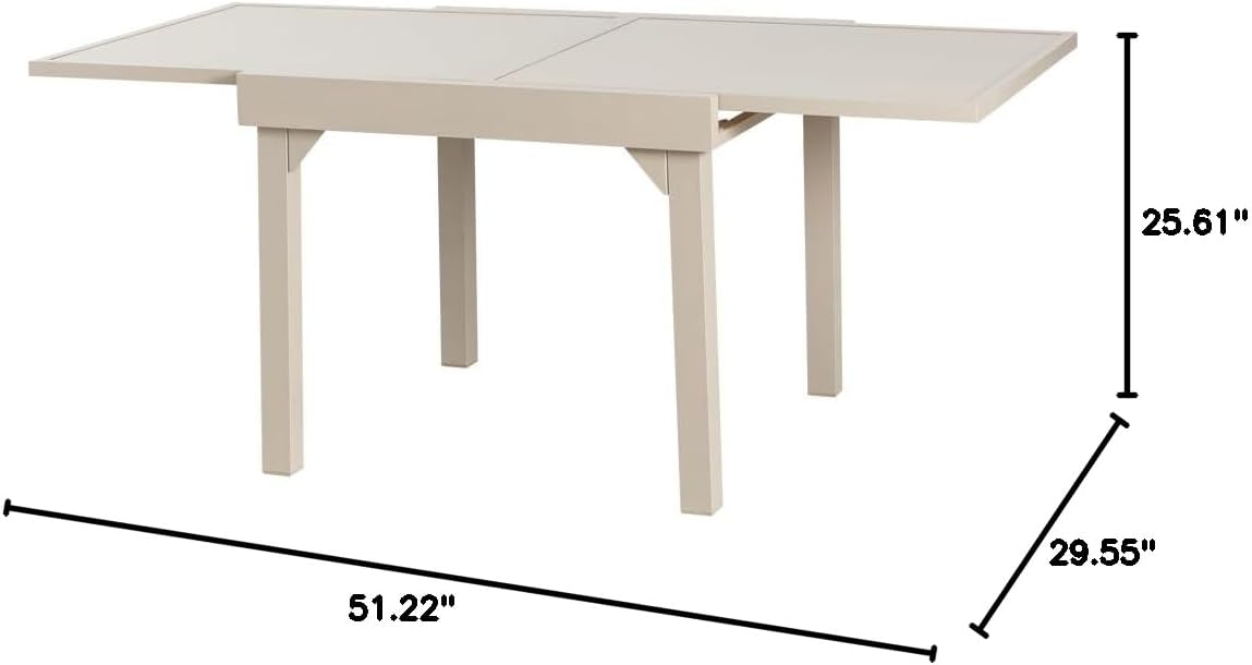 FLZOSPER 35.4’’（90cm） Patio Dining Table Metal Outdoor Table for 4 Person Lawn Garden Bistro Square Table, Tempered Glass on Top