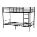 DORAFAIR Somier Litera Juveniles con Escalera Cama de Metal para 2 Personas y Dormitorio,90x200cm,Negro