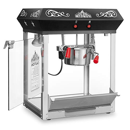 Image of Olde Midway Bar Style Popcorn Machine Maker Popper with 6-Ounce Kettle - Black