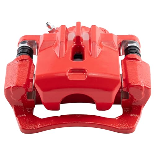 Image of TRQ Rear Left Brake Caliper w /Bracket Performance Red Drivers Side | For 2010-2014 Subaru Legacy Outback