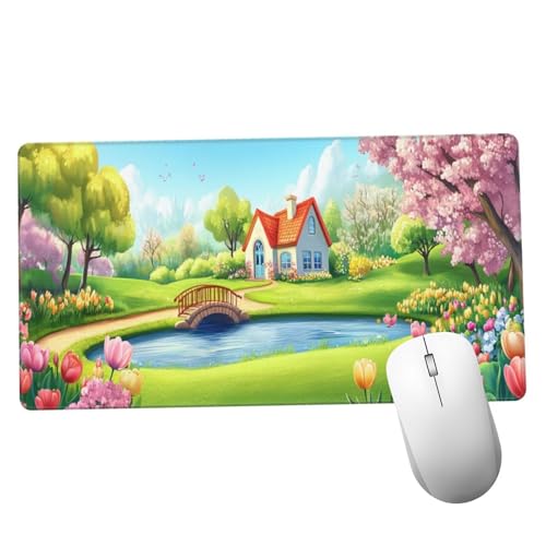 Verde Alfombrilla Ratón 1400x600x3mm Alfombrilla Raton XXL con Base de Goma Antideslizante, Accesorios Gaming Paisaje, Ordenador Gamer Regalos, Mouse Pad Gaming Mejora La Precisión Y La Velocida Y1108