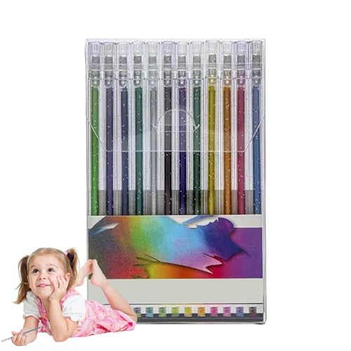 Art Gel Pens - Glitter Gel Pens, Retractable Gel Set, Gel Painting Ink Pens, Fine Point Smooth Writing of Pens, Retractable Note Taking Yellow Wheels for Students Teachers, S
