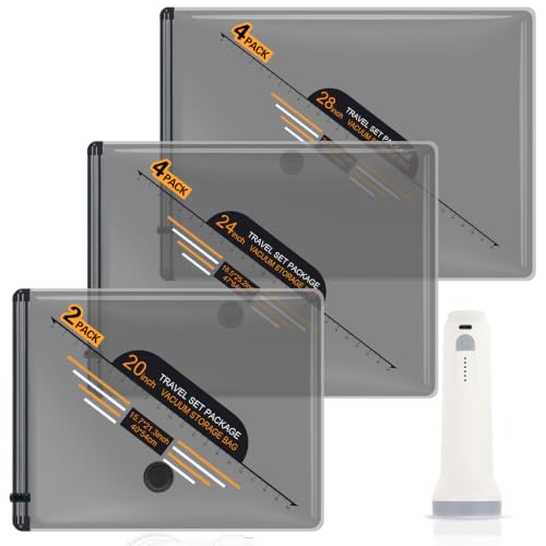 10 Pack Vacuum Storage Bags with Wireless Electric Pump, 3 Combo Sizes
