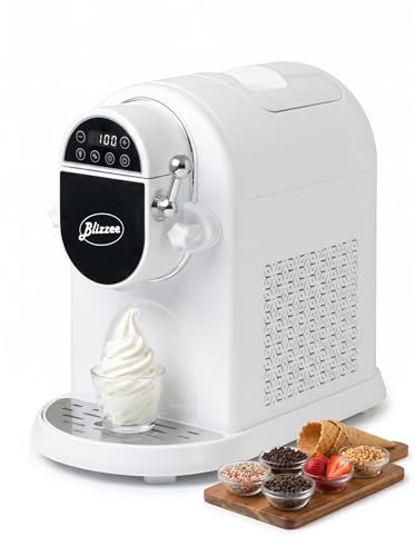 BLIZZEE Soft Serve Ice Cream Machine 1.25Qt | No Pre-Freezing Countertop Ice Cream Maker for Home | Built-In Compressor | Adjustable Hardness, LED Display | Frozen Yogurt, Gelato, Dairy Free