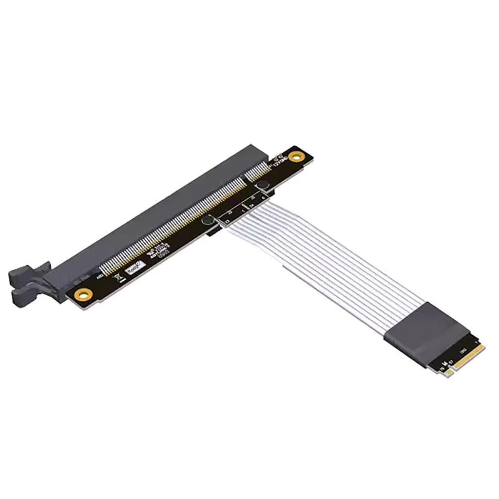 JMT ADT-K43D M.2 NGFF NVMe Key M to PCI-E x16 Extension Cable SATA Power Cable PCIe4.0 x4 High Speed for STX Motherboard Graphics Card GPU (K43DT-TU,25CM)