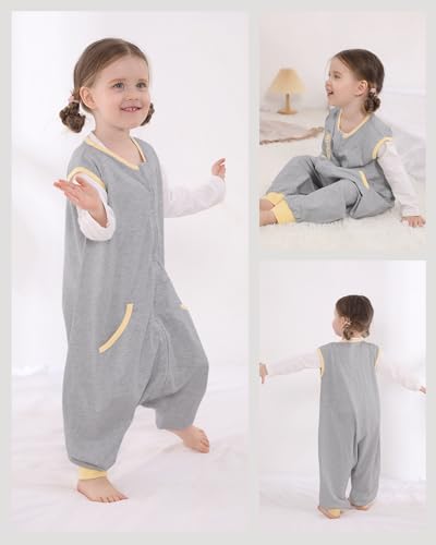 Image of HOMEAL Baby Sleep Sacks, Toddler Wearable Blanket with Feet, Grey, Sleeveless 6M-5T, 12-18 Months, 18-24 Months, Medium