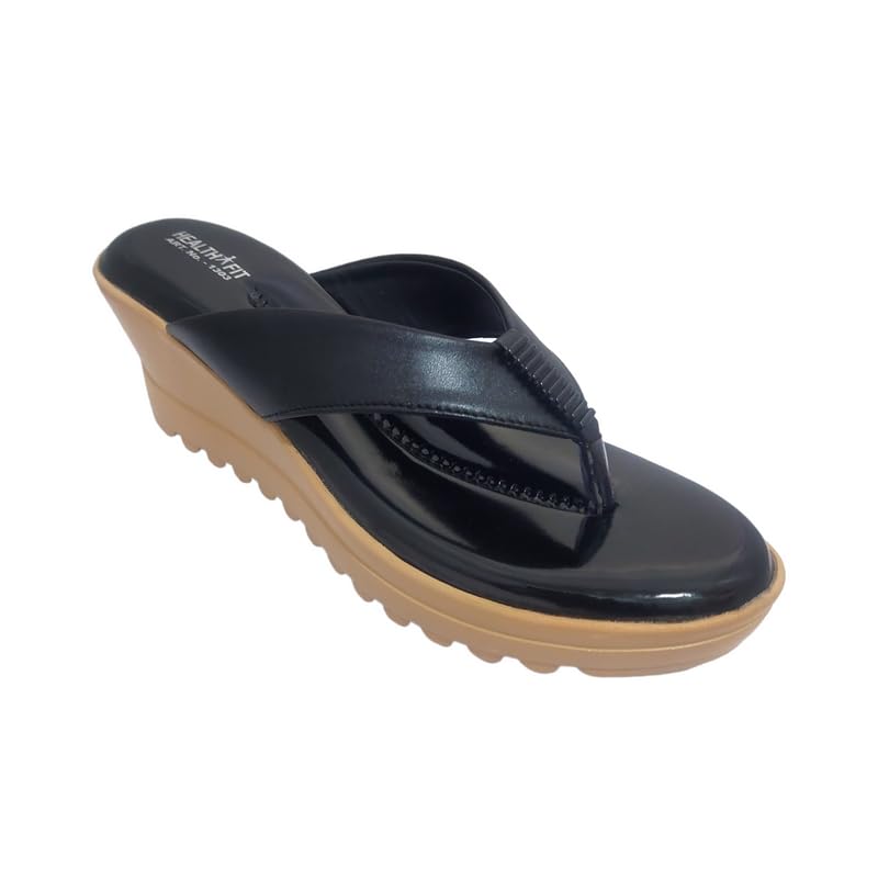HEALTH FIT Extra Soft Fashionable & Stylish Slippers/High Heels for Girls/Women Footwears BK- 9 Black (B0CBVQH981) Amazon Price History, Amazon Price Tracker